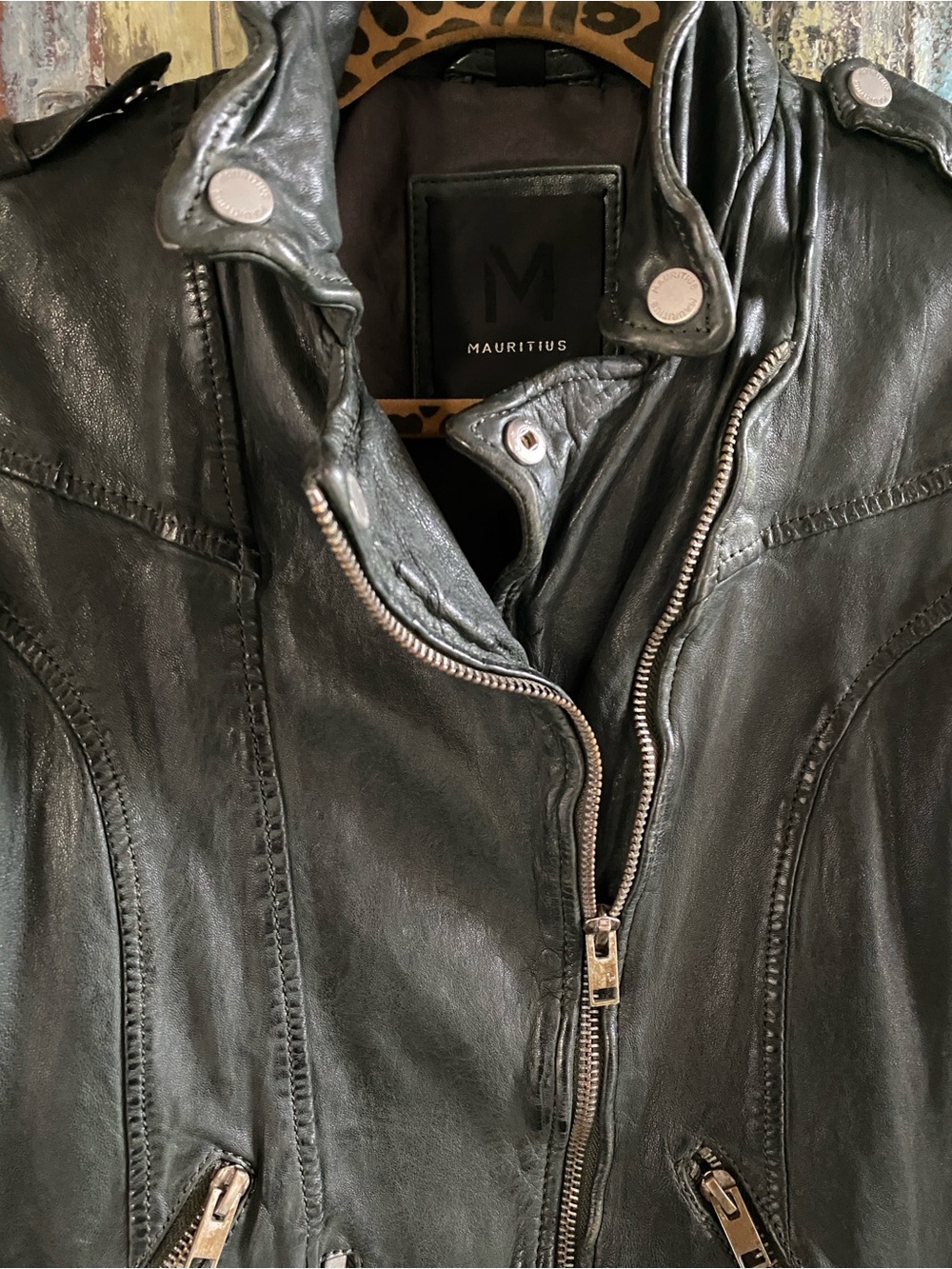 Mauritius Wild 2 RF Black Leather Moto Jacket with Zip Details - Picture 4 of 16